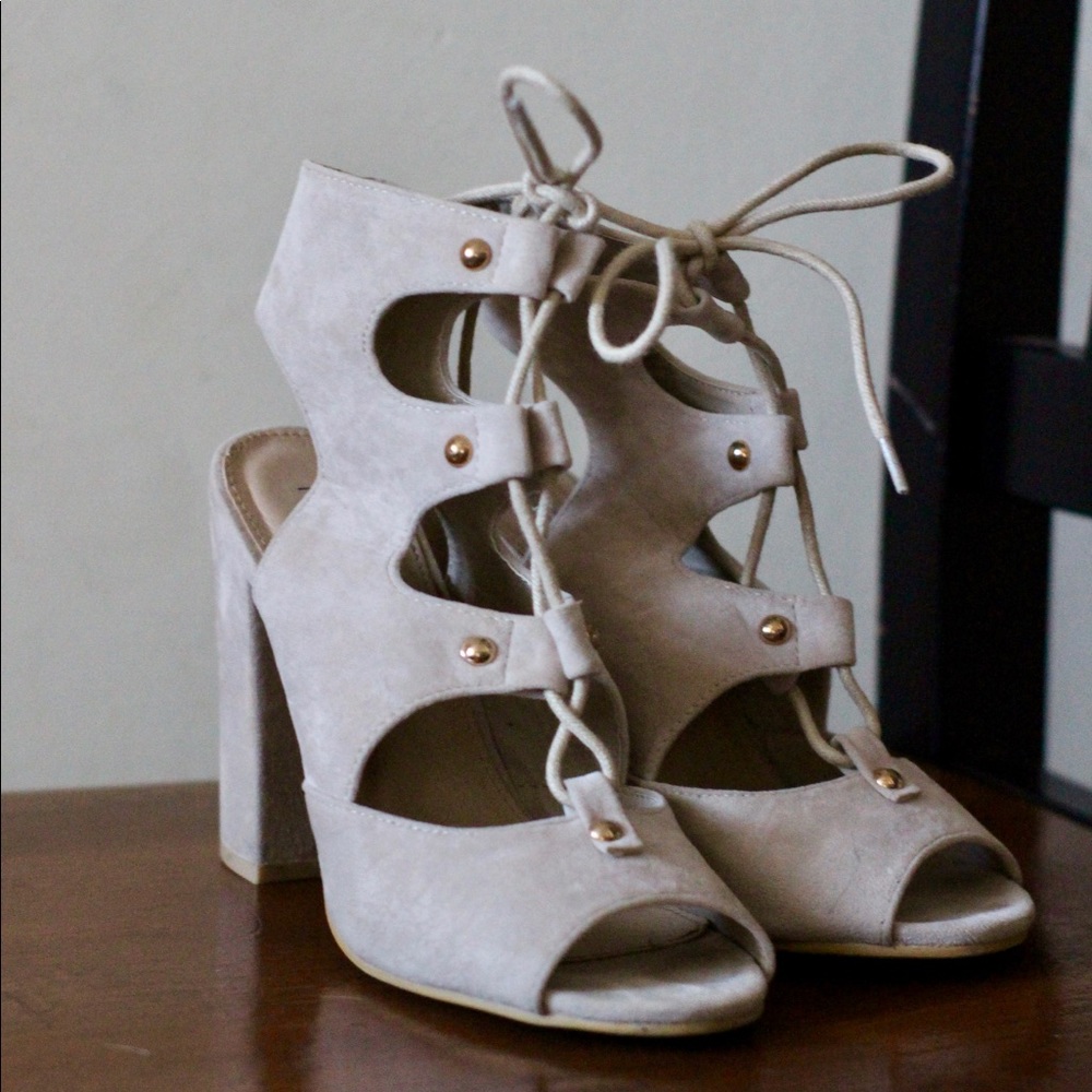 Suede Lace Up Heels